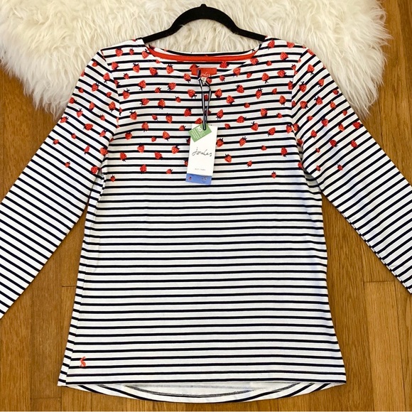 Joules Tops - Joules Strawberry Mariner Striped Cotton Tee